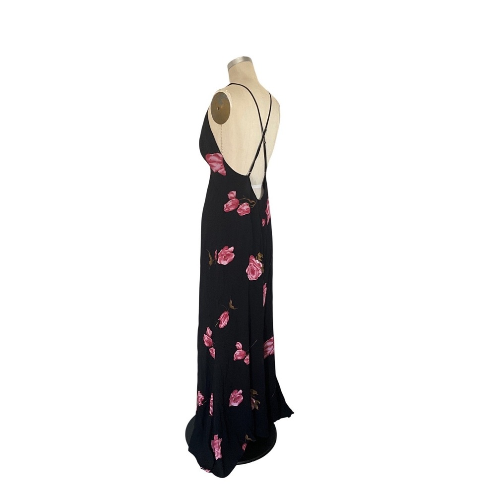 Reformation Black Floral Maxi Dress Open Back Slit Formal Evening Size S NWT - Picture 10 of 15